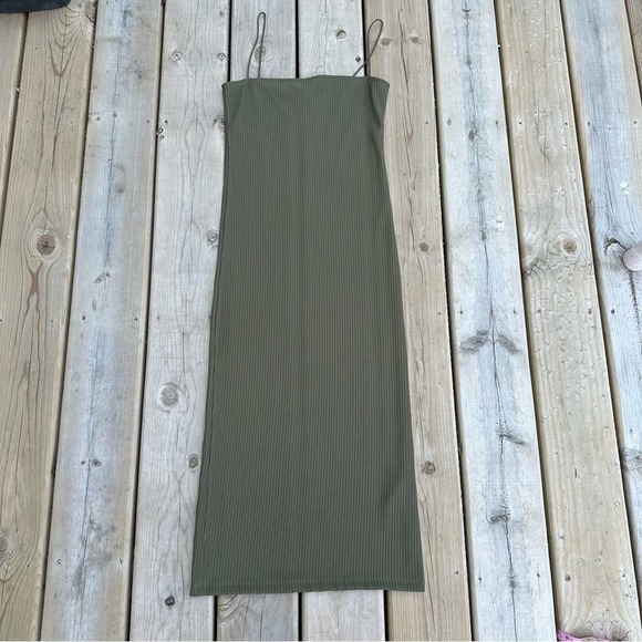 Topshop Dress Womens Bodycon Midi Textured Strappy Grunge Y2K Green 8 - Picture 7 of 13